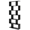 6 Tiers S-Shaped Display Bookshelf Wooden Free Standing Storage Shelf Black