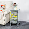 Mirrored Bedside Table Cabinet Glass Nightstand Crystal Knobs 3-Drawer