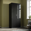 Black High Gloss 2 Door Wardrobe Bedroom Furniture Hanging Rail Storage Cabinet
