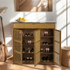 Wooden 4 Tier 3Door Drawer Shoe Cabinet Organiser Tidy Hallway Furniture Console