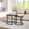 2PCS Round Metal Glass Coffee Table Nesting Sofa Side End Tables Accent Tables