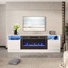White 70inch TV Stand Cabinet w/ 32'' Electric Fireplace & LED Lights Furniture