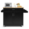 Kitchen Island Cart Rolling Storage Trolley Cart Serving Utility Trolley Black