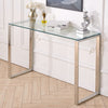 Modern Glass Slim Corner Side Console Table for Living Room Kitchen Narrow Space