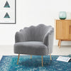 Grey Velvet Scallop Shell Sofa Chair Wing Back Lotus Seat Accent Armchair Sofa