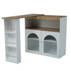 Kitchen Island Extendable Dining Table Bar Bistro Table with Storage Cabinet