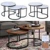Nest of 2/3 Coffee Tables Nesting Round Table Retro/White Marble Effect Wood Set