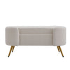 Curly Velvet Faux Fur Bench Padded Footstool Entryway Seat with Gold Metal Legs
