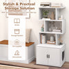 Indoor Modern Pet House Corner Bookshelf with Storage-White