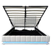 Ottoman Storage Gas Lift Up Bed Upholstered Bed Frame with LED Cream 5ft King