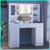 Dressing Table Set Makeup Desk w/ LED Light Mirror 7 Drawers Vanity Table White