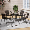 Garden Bistro Furniture Table Rattan Chairs Variable Shape with Umbrella Hole