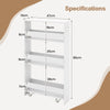 3-tier Slim Storage Cart Narrow Rolling Kitchen Serving Cart w/ Open Shelves