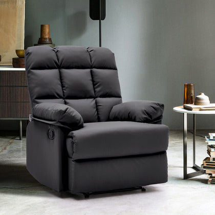 Manual Reclining Armchair Faux Leather Upholstered Sofa Chair Lounger Recliner