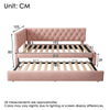 3ft Single Velvet Daybed with Trundle Bed, Upholstered Sofa Bed 90x190cm Pink