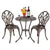 3Pcs Bistro Table Set Antique Cast Aluminum Rose Design Garden Furniture Set UK