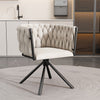 Rotatable Velvet Dining Chair with Metal Legs Kitchen Chair Swivel Modern Beige