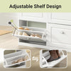 Slim White Shoe Rack Cabinet with 4 Flip Drawers – Space Saving 105x24x83cm