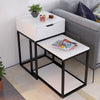 Modern Nest of 2 Side Table Table Set 2-in-1 Coffee Table Living Room White