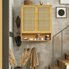 Bathroom Wall Cabinet Bamboo Medicine Cabinet 2 Rattan Doors for Kitchen Hallway