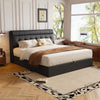 4ft6 Double Ottoman Gas Lift Up Upholstered Bed Frame W/ Storage Headboard Black