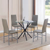 Round Clear Tempered Glass Dining Table Black Metal Legs Kitchen Dining Room