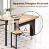 3-Piece Dining Table Set Industrial Breakfast Kitchen Table Set with 2 Benches