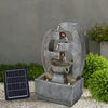 Garden Water Feature Outdoor Solar LED Cascading Flowing Water Fountain w Lights