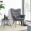 Nordic Fabric Accent Chair Fireside Armchair Wood Legs Sofa Buttoned Living Room