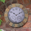 Garden Outside Wall Clock & Thermometer Hygrometer Weatherproof Garden Decor