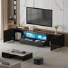 200cm All High Gloss Black TV Stand Cabinet with Lights for 65 - 90 inch TV's