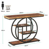 41.3'' Console Table, Industrial 4-Tier Sofa Table Entryway Table w/ Circle Base
