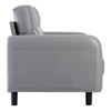 Grey Ergonomics 3 Seater Sofa Modern High Back Fabric Couch Wood Legs 2 Pockets