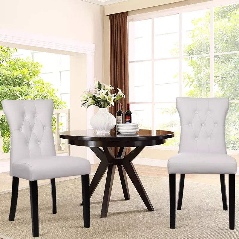 2/4Pcs Upholstered Dining Chair High Back Padded Seat with Door Knocker Kitchen