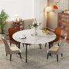 Retractable Dining Table Heavy Duty Sintered Stone Variable Shape for 4-10 Seat