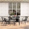 Rectangle Garden Table 120cm Black Outdoor Yard Cafe Dining Table w Parasol Hole
