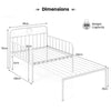 Metal Daybed Extendable Daybed to Single Size Bed-White