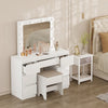 Vanity Dressing Table with LED Lights – Large Mirror & 7 Drawers Makeup Desk for