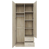 Oak 2 Door 2 Drawer Wardrobe with Hanging Rail Wooden Clothes Storage Cupboard
