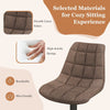 Height Adjustable Bar Stools Set of 2 w/ Fabric Backrest & Padded Seat Brown