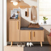 Wooden Shoe Storage Cabinet Bench With Seat Cushion Shoe Organizer Footwear Rack