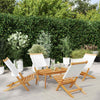 Folding Garden Chairs 4 pcs White Fabric and Solid Wood G8P9