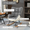 Nursery Rocking Chair with Steel and Wood Legs for Living Room Grey and Cream