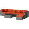 8 Pieces Patio Rattan Sofa Set Outdoor Garden Furniture Set Orange