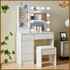 Dressing Table w/ 10 LED Lights Mirror Bulbs Stool Hollywood Makeup Vanity Desk