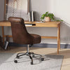 Ergonomic Brown Office Desk Chair Mid-century PU Leather Cushioned Swivel Chair