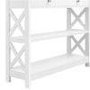 White Console Table with Drawer, 3 Tiers Slim Entryway Table for Living Room