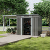 6.5x4ft Galvanized Metal Garden Storage Bike Tools Shed with Open Shed BBQ Party