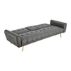 Lora Sofa Bed 3 Seater Faux Leather Click Clack with 2 Cup Holders - Grey