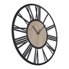 Wall Clock Big Giant Large Roman Numerals Skeleton Metal Face Clocks Wood Centre